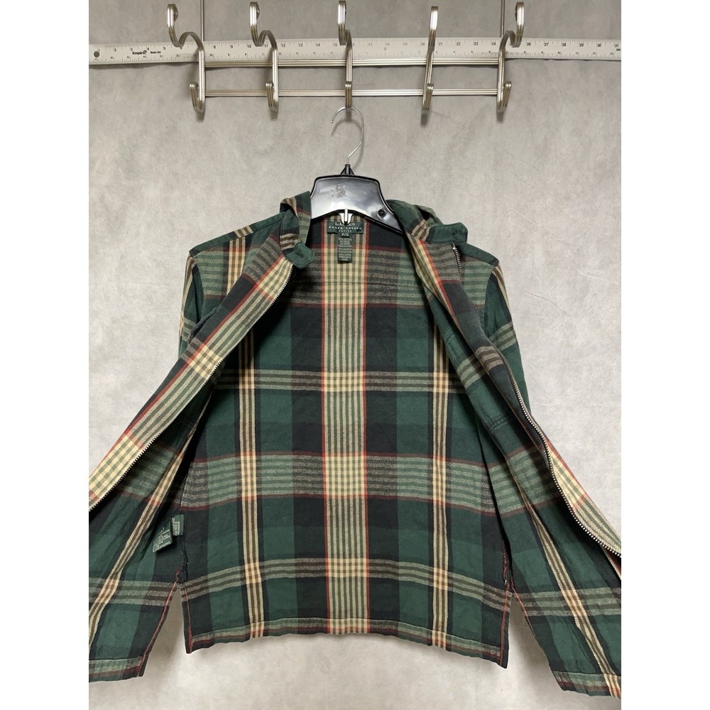 Ralph Lauren Jacket Women Petite S Flannel Plaid Twill Hood Coat Chore Workwear - Picture 8 of 8
